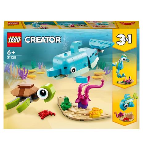 LEGO Creator 31128 3in1 Delfino e Tartaruga, Set con Animali, Cavalluccio e  Lumaca di Mare, Giochi per Bambini di 6+ Anni - LEGO - Creator - Animali -  Giocattoli