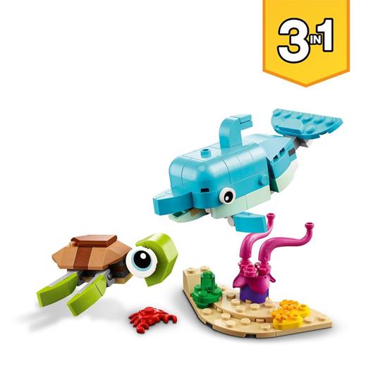 LEGO Creator 31128 3in1 Delfino e Tartaruga, Set con Animali, Cavalluccio e  Lumaca di Mare, Giochi per Bambini di 6+ Anni - LEGO - Creator - Animali -  Giocattoli | IBS