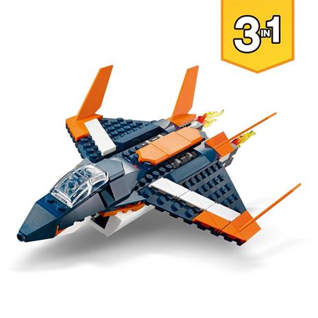 LEGO Creator 31126 3in1 Jet Supersonico, Giocattoli Creativi per Bambini di 7+ Anni con Aereo, Elicottero e Motoscafo - 3