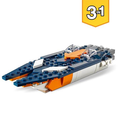 LEGO Creator 31126 3in1 Jet Supersonico, Giocattoli Creativi per Bambini di 7+ Anni con Aereo, Elicottero e Motoscafo - 5
