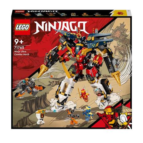 LEGO NINJAGO 71765 Mech Ultra Combo Ninja, Set 4 in 1 per Bambini di 9+ Anni con Auto, Jet, Carro Armato e 7 Minifigure