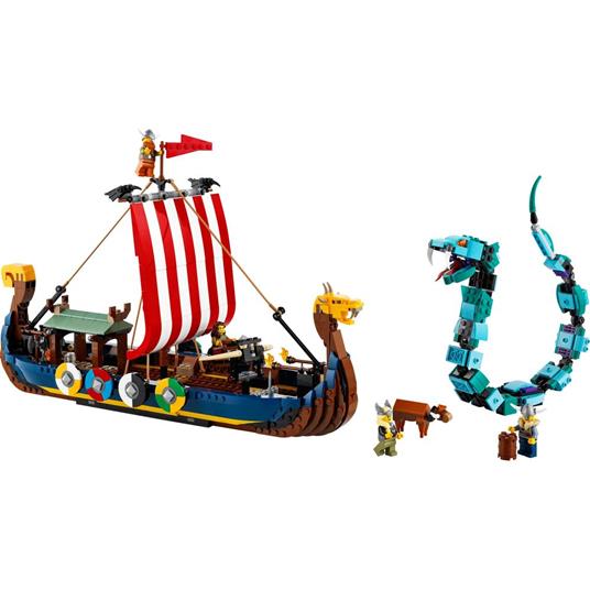 LEGO Creator 3 in 1 31132 Nave Vichinga e Jörmungandr, Casa Giocattolo,  Drago e Lupo Snodabili, Giochi per Bambini - LEGO - Creator - Imbarcazioni  - Giocattoli
