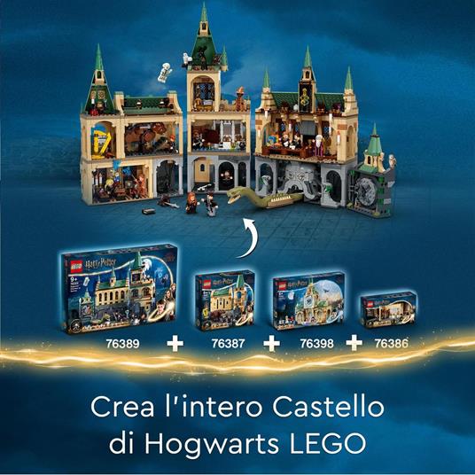 LEGO Harry Potter 76398 Ala dell’infermeria di Hogwarts, con Minifigure Ron  Weasley e Hermione Granger, Torre dell'Orologio