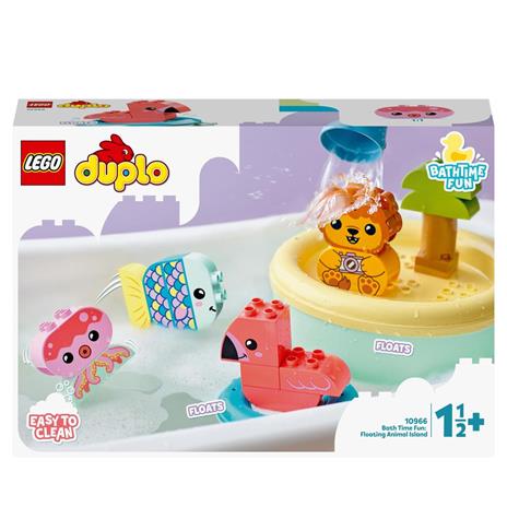 LEGO DUPLO 10966 Ora del Bagnetto: Isola degli Animali Galleggiante, Giochi per Vasca da Bagno per Bambini di 1,5+ Anni