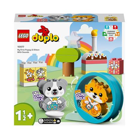 LEGO DUPLO 10977 Il Mio Primo Cagnolino e Gattino con Suoni, Set con Gatto e Cane Giocattolo, Giochi per Bambini dai 18 mesi