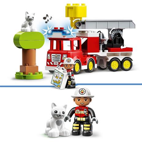 LEGO DUPLO Town Autopompa, Camion Giocattolo con Luci e Sirena, Figure Pompiere e Gatto, Giochi Educativi per Bambini, 10969 - 4