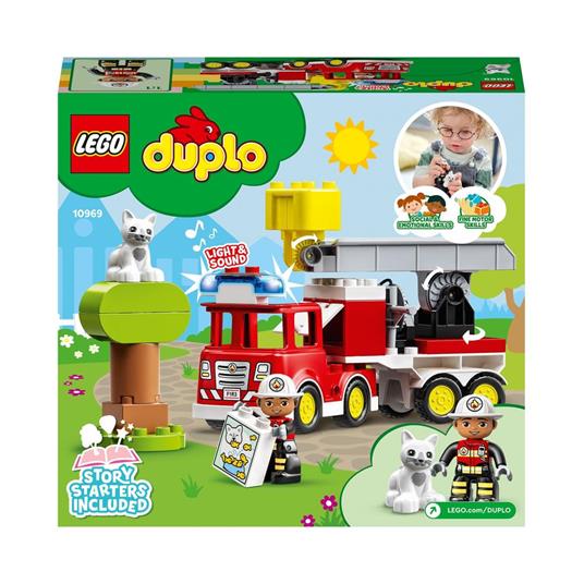 LEGO DUPLO Town Autopompa, Camion Giocattolo con Luci e Sirena, Figure Pompiere e Gatto, Giochi Educativi per Bambini, 10969 - 8