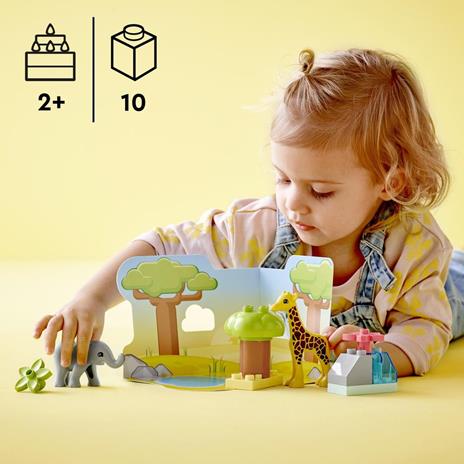 LEGO DUPLO 10971 Animali dellAfrica, Giochi Educativi per Bambini dai 2 Anni con Elefante Giocattolo e Tappetino da Gioco - 3