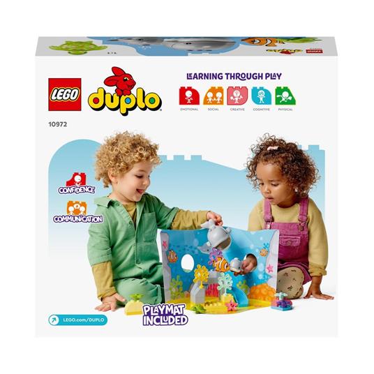 LEGO DUPLO 10972 Animali dell’Oceano, Giochi Educativi per Bambini dai 2  Anni con Tartaruga Giocattolo, Tappetino da Gioco