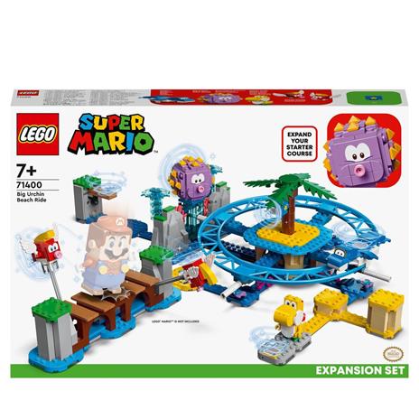 LEGO Super Mario 71400 Spiaggia del Ricciospino Gigante - Pack di Espansione, Giocattolo con Yoshi e Delfino, Regalo 7+ Anni