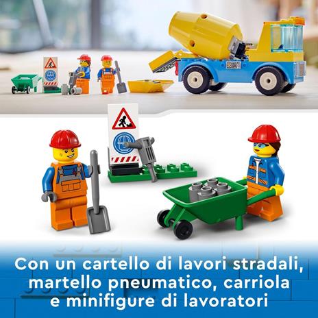 LEGO City Great Vehicles 60325 Autobetoniera, Camion Giocattolo, Giochi per Bambini dai 4 Anni in su con Veicoli da Cantiere - 5