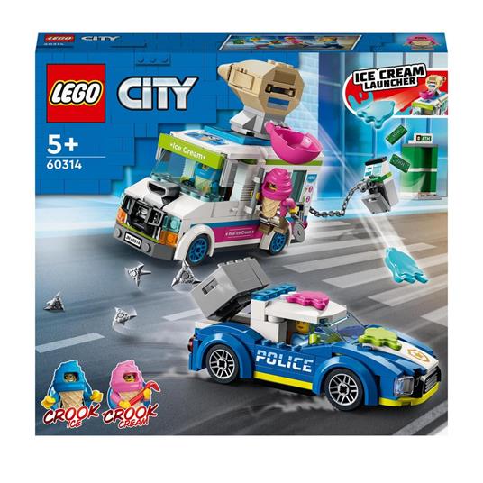 LEGO City Police 60314 Il Furgone dei Gelati e l'Inseguimento della Polizia, Giochi per Bambini di 5+ Anni, Camion Giocattolo
