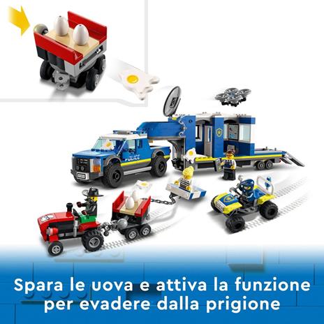 Lego city police camion centro di comando della polizia, atv, drone, 4  minifigure e trattore giocattolo, idea regalo, 60315 - Toys Center