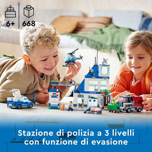 LEGO City Police 60316 Stazione di Polizia, con Camion della Spazzatura ed  Elicottero Giocattolo, Giochi per Bambini - LEGO - City Police - Mestieri -  Giocattoli