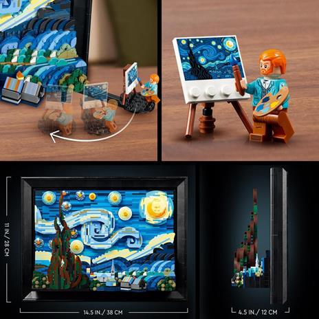 LEGO Ideas 21333 Vincent van Gogh - Notte Stellata, Set Fai da Te Creativo per Adulti, Decorazione per Casa 3D con Minifigure - 6