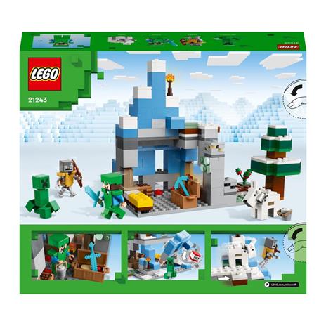 LEGO Minecraft 21243 I Picchi Ghiacciati, Modellino da Costruire con Caverna e Personaggi Steve, Creeper e Capra, Idee Regalo - 8