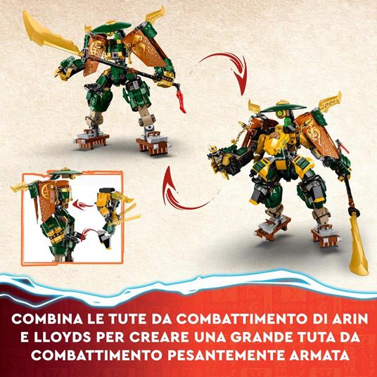 LEGO NINJAGO 71794 Team Mech Ninja di Lloyd e Arin, Set con 2 Action Figure Combinabili e 5 Minifigure, Giochi per Bambini 9+ - 4