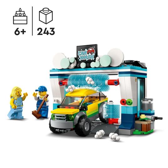 LEGO City 60362 Autolavaggio, Gioco per Bambini 6+ Anni con Spazzole  Rotanti, Macchina Giocattolo e 2 Minifigure, Idea Regalo - LEGO - My City -  Mestieri - Giocattoli