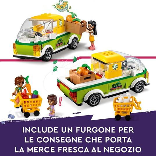 LEGO Friends 41729 Negozio di Alimentari Biologici, Supermercato Giocattolo per Bambini, Set con Camion e 4 Mini Bamboline - 8