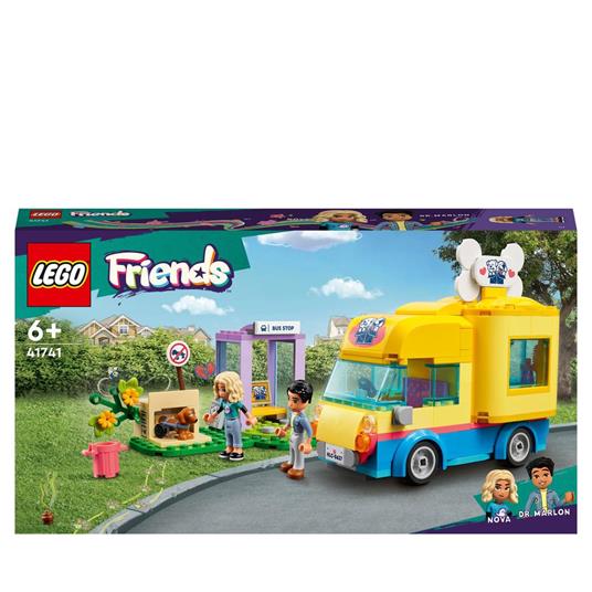 LEGO Friends 41741 Furgone di Soccorso dei Cani con Animale Giocattolo, Giochi per Bambine e Bambini 6+ Anni, Idea Regalo