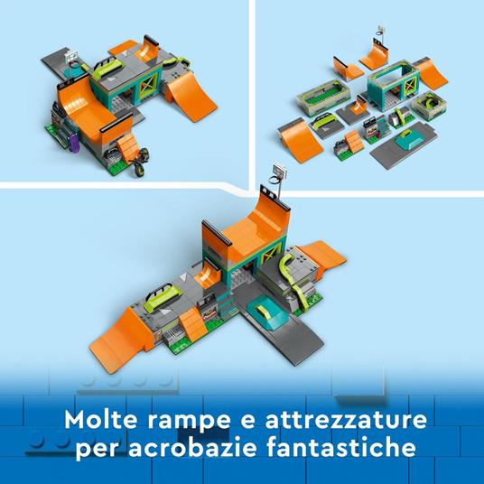 LEGO City 60364 Skate Park Urbano Gioco per Bambini 6+ con BMX Skateboard Monopattino Rollerblade e 4 Minifigure Set 2023 - 3