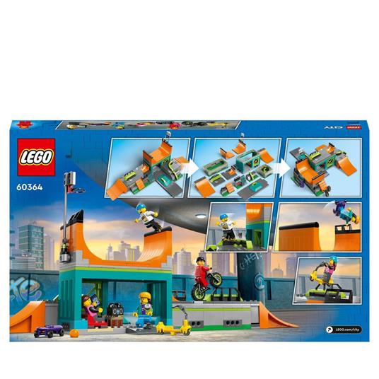 LEGO City 60364 Skate Park Urbano Gioco per Bambini 6+ con BMX Skateboard Monopattino Rollerblade e 4 Minifigure Set 2023 - 9