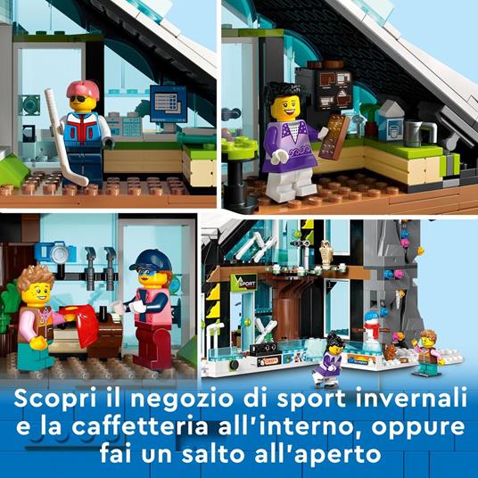 LEGO City 60366 Centro Sci e Arrampicata, Modular Building Set a 3 Livelli con Pista e 8 Minifigure, Regalo per Bambini 7+ - 4