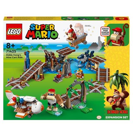 LEGO Super Mario 71425 Pack di Espansione Corsa nella Miniera di Diddy Kong, Aereo Giocattolo e 4 Personaggi