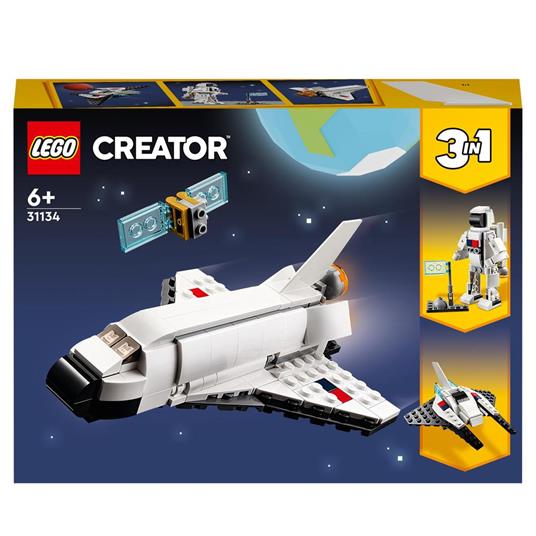 LEGO Creator 31134 Space Shuttle, Set 3 in1 con Astronauta e Astronave Giocattolo, Giochi per Bambini 6+ Idea Regalo Creativa