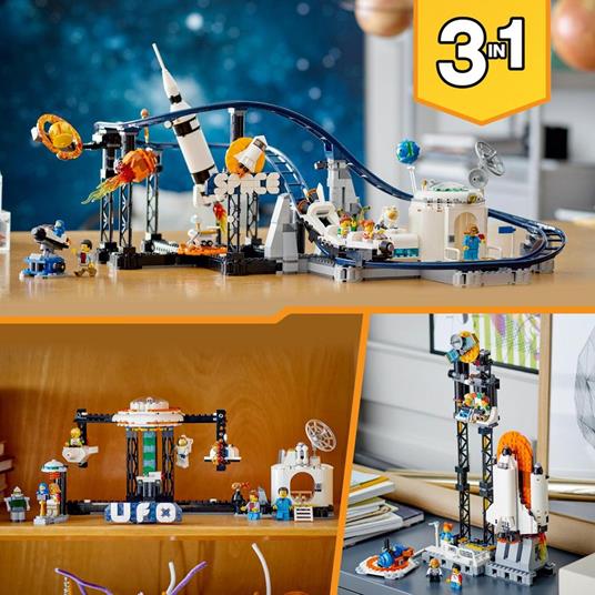 LEGO Creator 3in1 31142 Montagne Russe Spaziali o Torre a Caduta o Giostra Parco Giochi da Costruire con Mattoncini Luminosi - 6