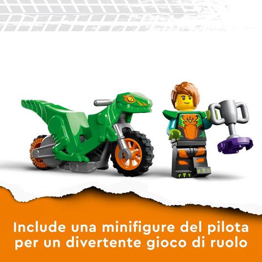 LEGO City Stuntz 60359 Sfida Acrobatica: Schiacciata sulla Rampa, Set 2 in 1 con Moto Giocattolo Dinosauro Carica e Vai - 6