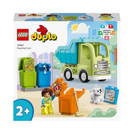 LEGO DUPLO 10987 Camion Riciclaggio Rifiuti Camion Spazzatura Giocattolo Gioco Educativo per Bambini Raccolta Differenziata