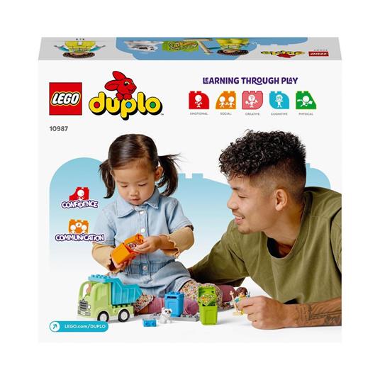 LEGO DUPLO 10987 Camion Riciclaggio Rifiuti Camion Spazzatura Giocattolo Gioco Educativo per Bambini Raccolta Differenziata - 8