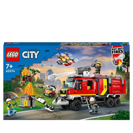 LEGO City Fire 60374 Autopompa dei Vigili del Fuoco, Unità di Comando Pompieri, Camion Giocattolo e Droni, Giochi per Bambini