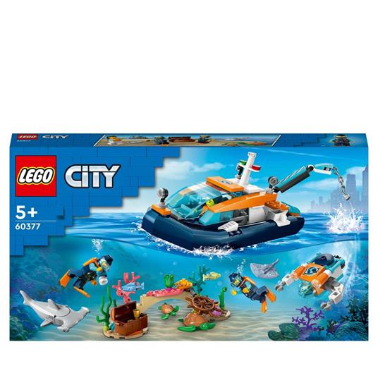 LEGO City 60377 Batiscafo Artico, Barca Giocattolo con Mini-Sottomarino e Animali Marini: Squalo, Granchio, Tartaruga e Manta
