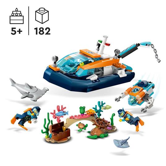 LEGO City 60377 Batiscafo Artico, Barca Giocattolo con Mini-Sottomarino e Animali Marini: Squalo, Granchio, Tartaruga e Manta - 3