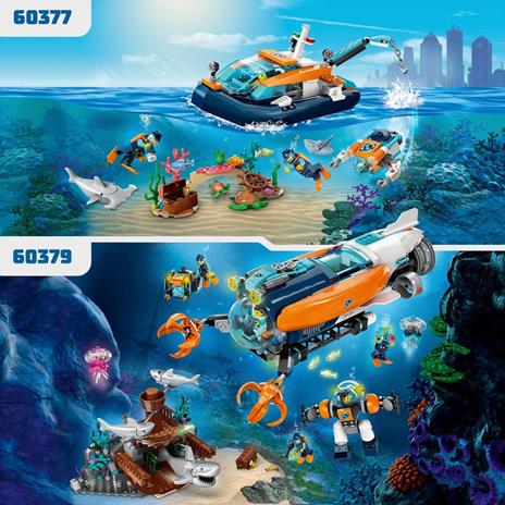 LEGO City 60377 Batiscafo Artico, Barca Giocattolo con Mini-Sottomarino e Animali Marini: Squalo, Granchio, Tartaruga e Manta - 6