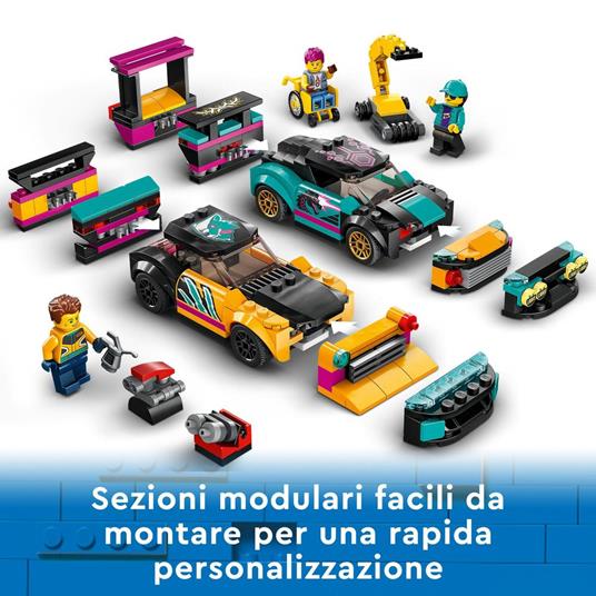 LEGO City 60389 Garage Auto Personalizzato con 2 Macchine Giocattolo Personalizzabili, Officina e 4 Minifigure, Idea Regalo - 6