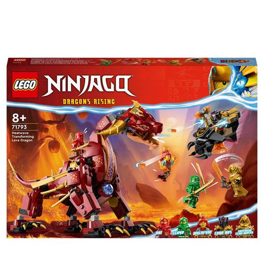 LEGO NINJAGO 71793 Dragone di Lava Transformer Heatwave, Serie Dragons Rising con Drago Giocattolo e Minifigure, Giochi Ninja