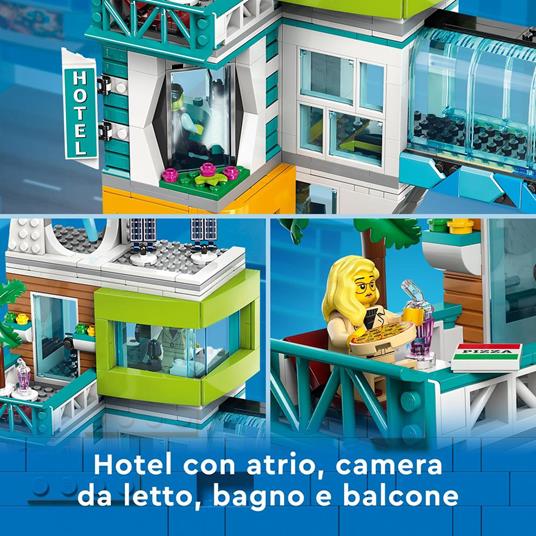 LEGO City 60380 Downtown, Modular Building Set con Negozio, Barbiere, Studio Blogging, Hotel, Discoteca e 14 Minifigure - 4