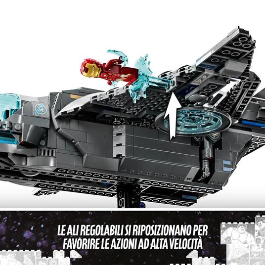 LEGO Marvel 76248 Il Quinjet degli Avengers, Astronave Giocattolo con le Minifigure di Thor e Iron Man, Saga dell'Infinito - 7