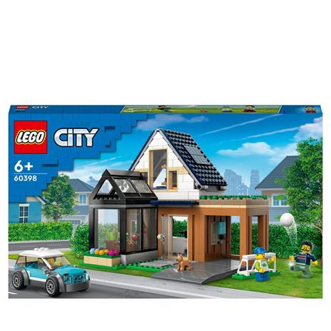 LEGO City 60398 Villetta Familiare e Auto Elettrica, Casa delle Bambole con Macchina Giocattolo, Giochi per Bambini 6+ Anni