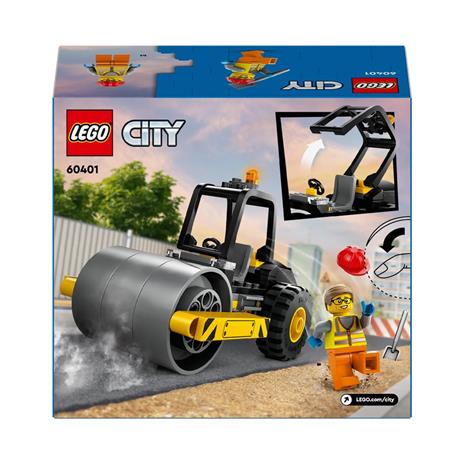 LEGO City 60401 Rullo Compressore Set di Costruzioni Giocattolo per Bambini di 5+ Anni Veicolo da Cantiere con Operaio Edile - 8