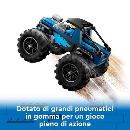 LEGO City 60402 Monster Truck Blu, Veicolo Giocattolo Fuoristrada, Giochi per Bambini di 5+ Anni con Minifigure del Pilota - 3