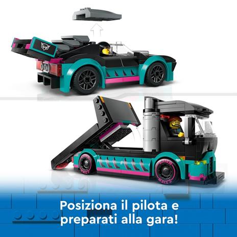 LEGO City 60406 Auto da Corsa e Trasportatore, Macchina e Camion Giocattolo per Bambini di 6+, Veicolo con Rampa Funzionante - 4