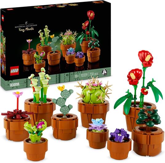 LEGO 10329 Icons Piantine, Set Collezione Botanica con Fiori Artificiali in Vaso Color Terracotta da Costruire - LEGO - Creator - Set mattoncini - Giocattoli | IBS