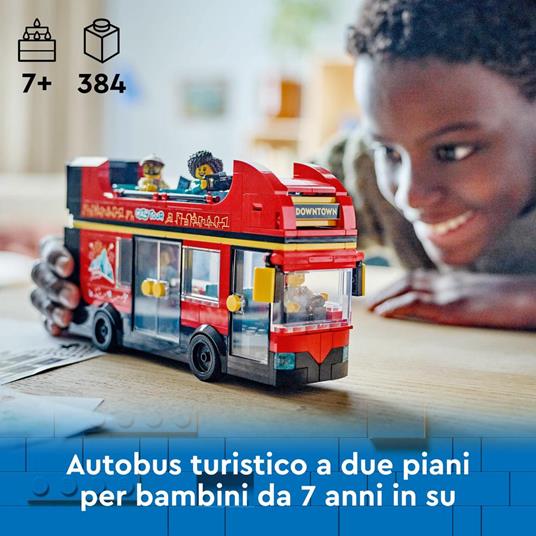 LEGO City 60407 Autobus Turistico Rosso a Due Piani, Giochi per Bambini 7+ con Veicolo Giocattolo e 5 Minifigure, Idea Regalo - 2