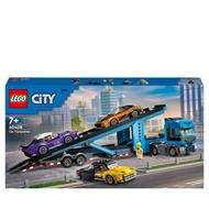 LEGO City 60408 Camion Trasportatore con Auto Sportive, Giochi per Bambini 7+, Autocarro con Rimorchio e 3 Modelli di Macchine