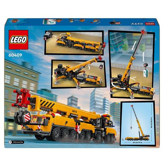 LEGO City 60409 Gru da Cantiere Mobile Gialla, Giochi Creativi per Bambini 9+, Veicolo Giocattolo con Funzioni e 4 Minifigure - 9