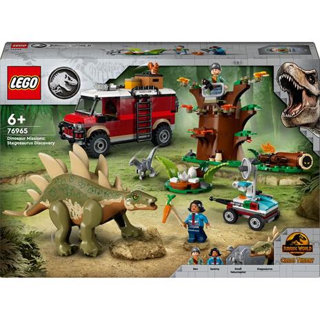 LEGO Jurassic World 76965 Missione Dinosauro: Scoperta dello Stegosauro, Giocattolo con Dinosauri e Fuoristrada per Bambini 6+